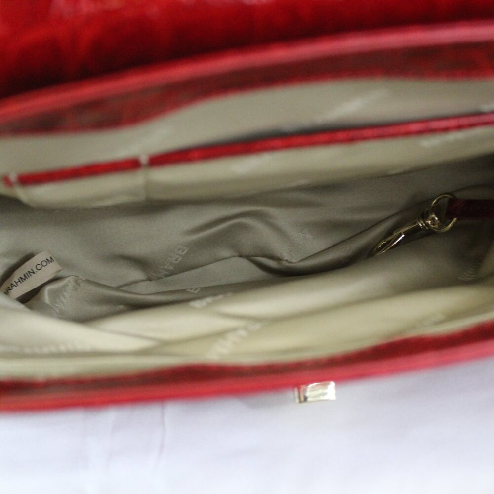 Brahmin Adrian Satchel Red Melbourne Croc Embossed Leather NWOT Dust Bag Cross - Picture 9 of 11